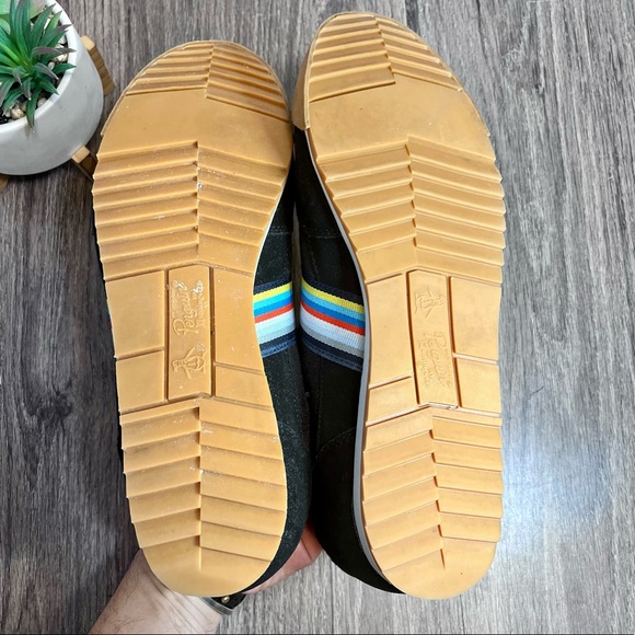 *Penguin | Black Suede  Canvas Multi Color Striped Sneakers Size 10 - Picture 7 of 16